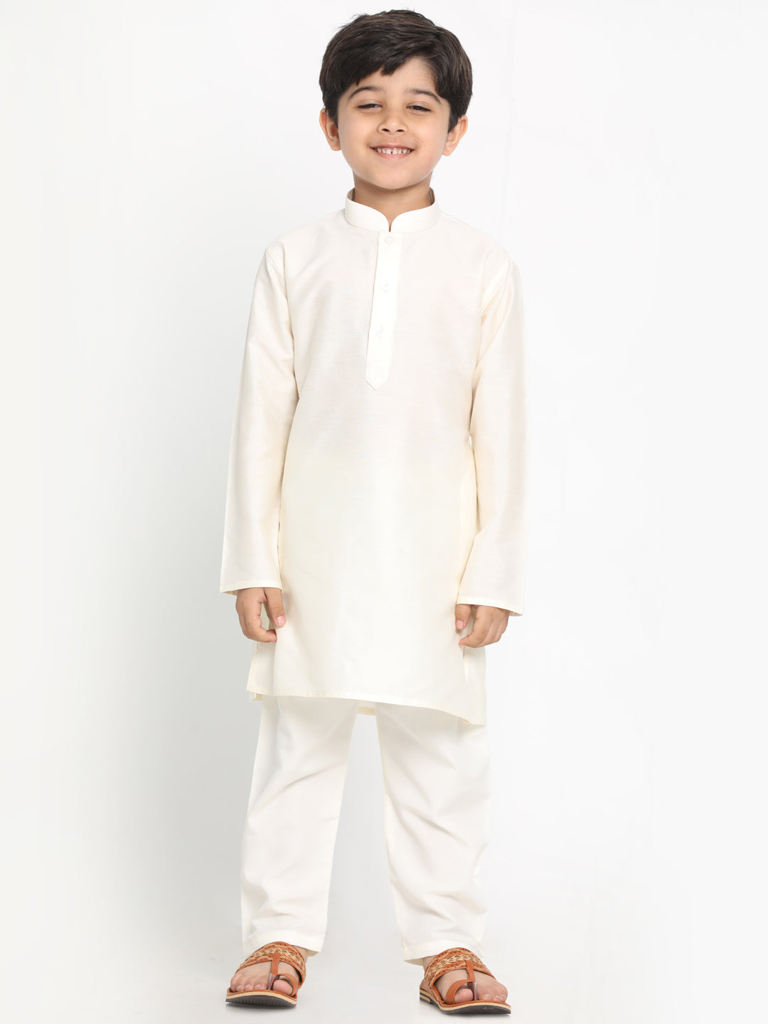 VASTRAMAY Boys Cream-Coloured Kurta - qivii