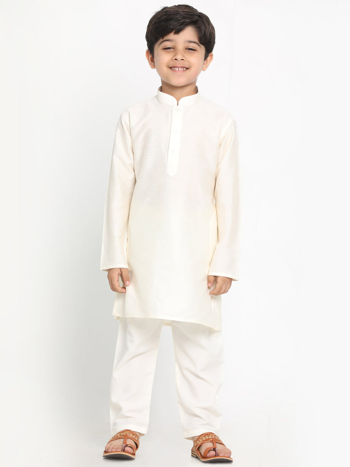 VASTRAMAY Boys Cream-Coloured Kurta - qivii