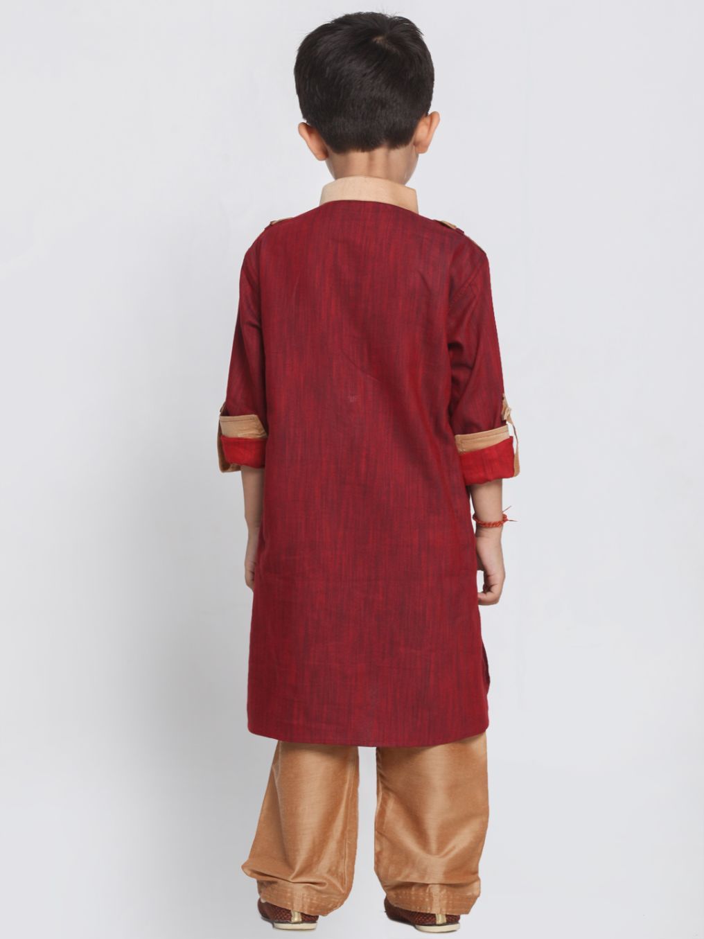 VASTRAMAY Boy's Maroon Cotton Pathani Suit - qivii