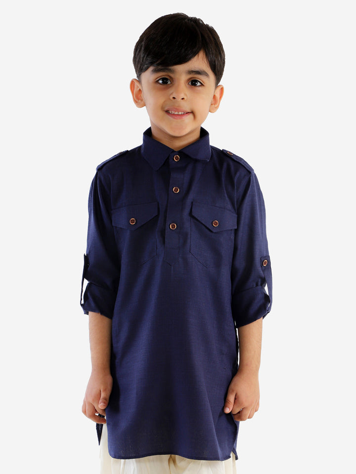VASTRAMAY Boys' Blue Pathani Kurta - qivii