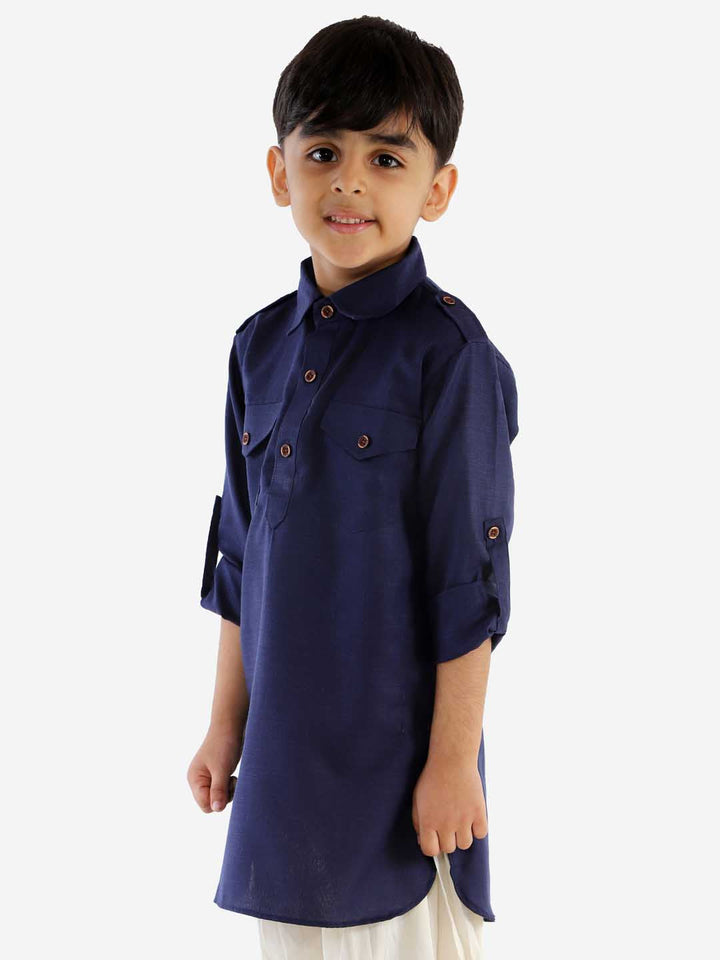 VASTRAMAY Boys' Blue Pathani Kurta - qivii