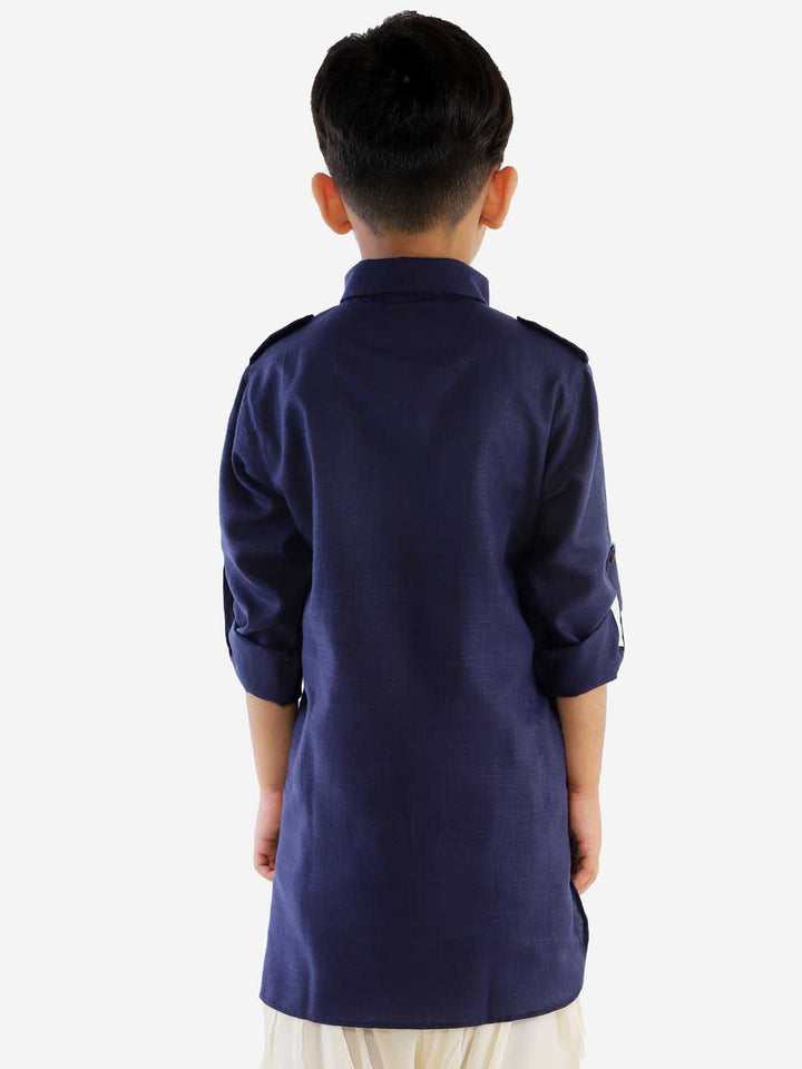 VASTRAMAY Boys' Blue Pathani Kurta - qivii