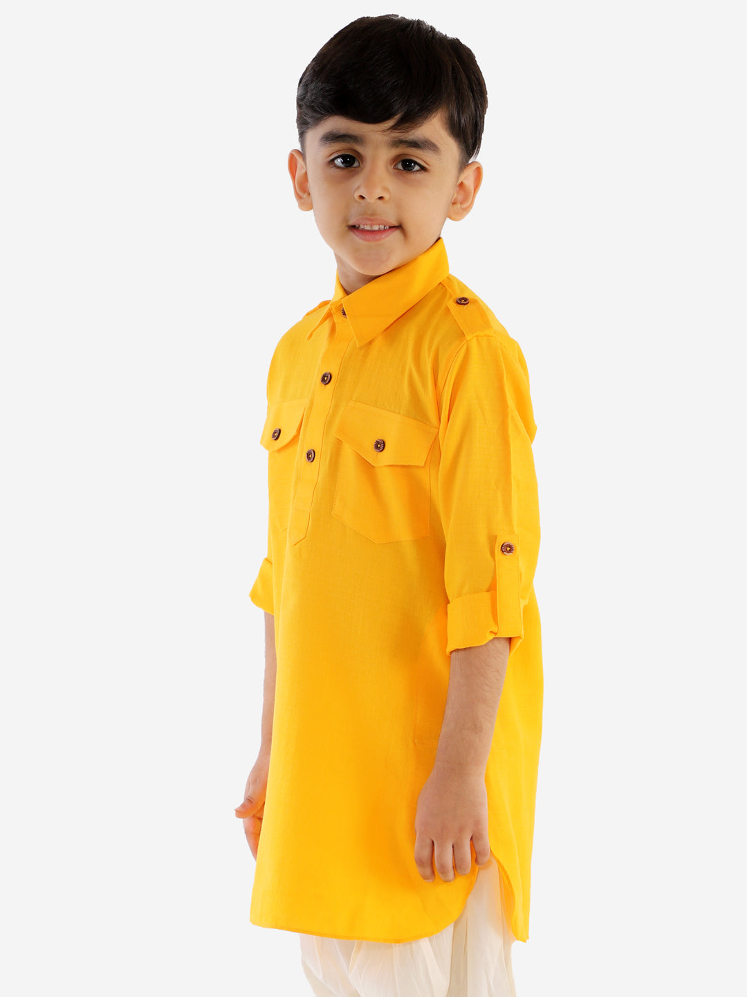 VASTRAMAY Boy's Yellow Pathani Kurta - qivii
