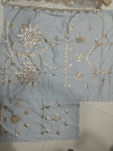 Blue Net lehnga with foil paper & zari work - INSPIRED | Ready To Wear - qivii