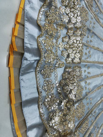 Blue Net lehnga with foil paper & zari work - INSPIRED | Ready To Wear - qivii