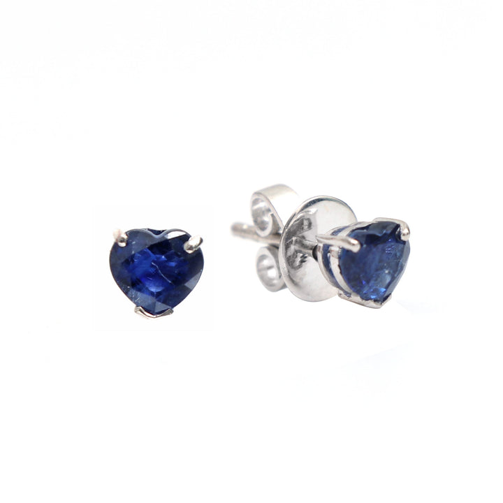 Blue Sapphire Heart Studs - qivii
