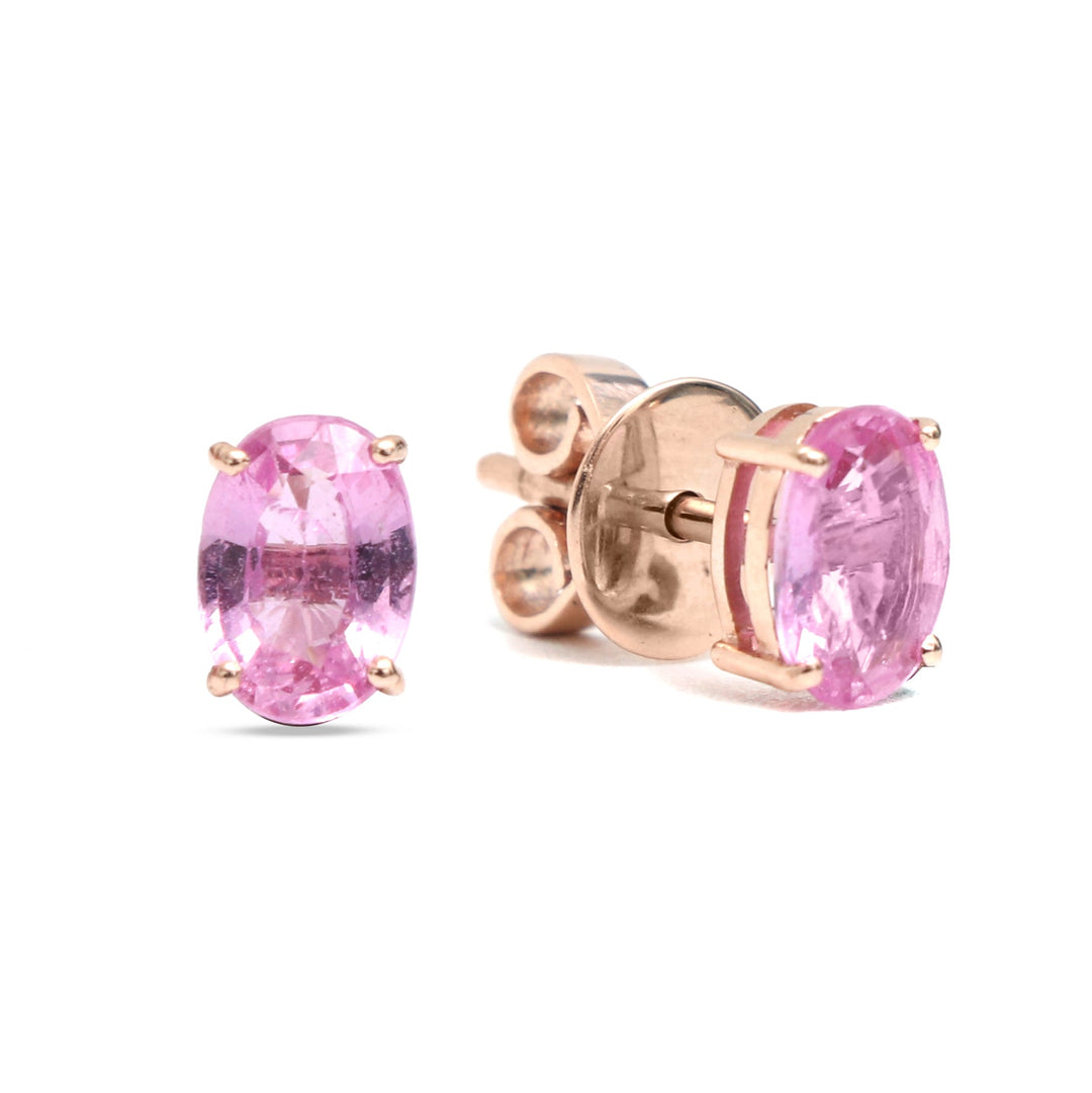 Pink Sapphire Oval Studs - qivii