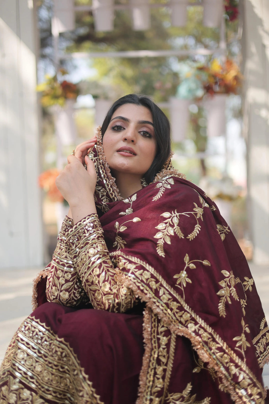 Stunning Maroon Vichitra Shimmer Gown with M-XXL sizing options and 56 inch length