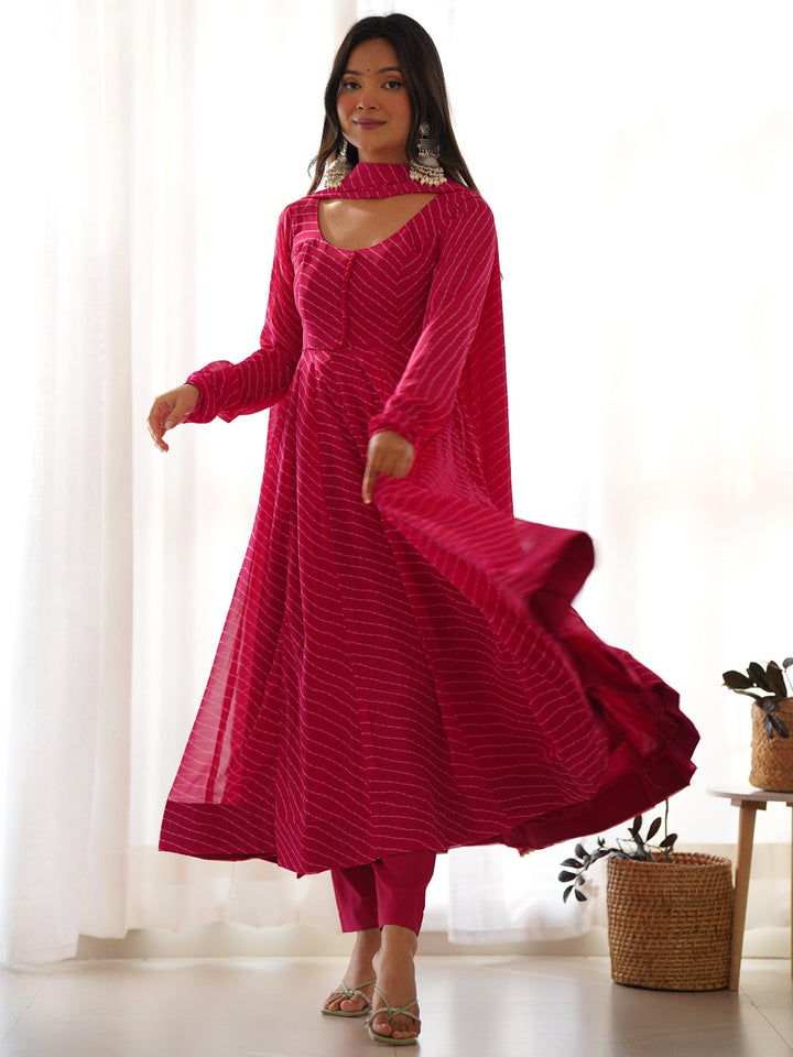 Cotton silk pants in a similar pink hue for a cohesive look