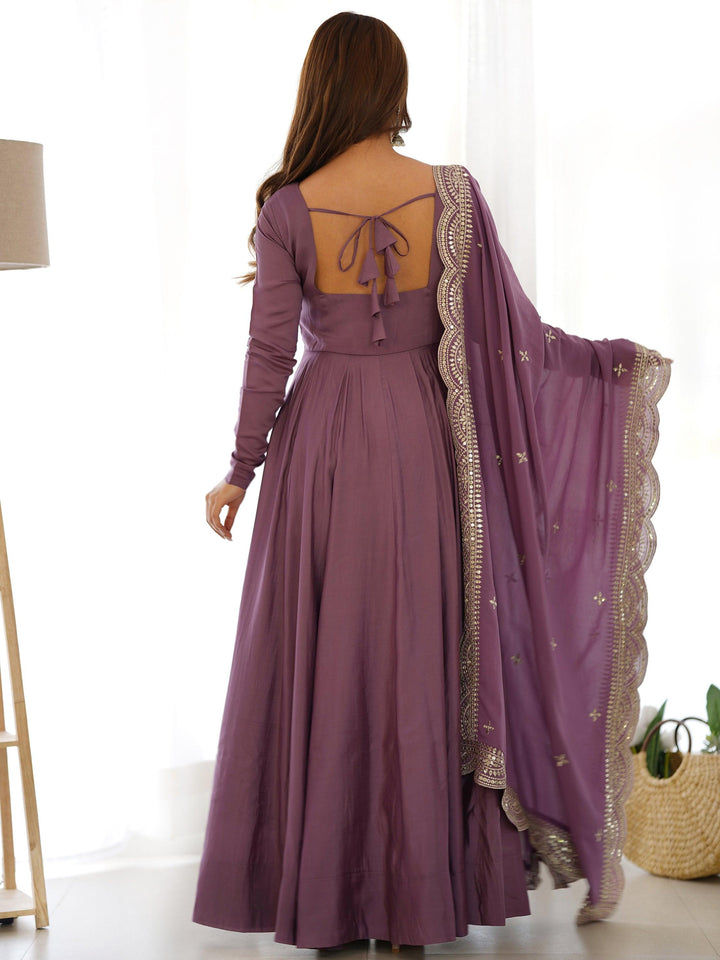 Bewitching Purple Silk Festival Wear Anarkali Suit With Dupatta - Elegant and stylish traditional Indian outfit for special occasions