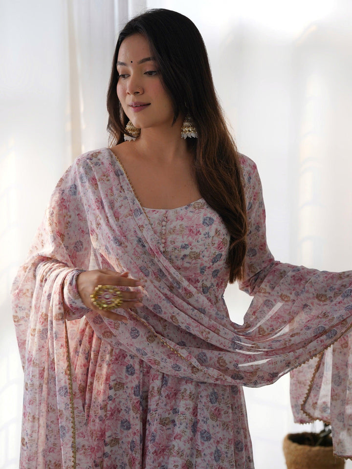 Stylish cotton silk pant to match the pink chiffon suit