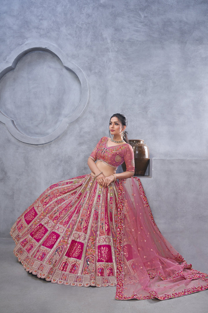 Radiant Magenta Bridal Silk Lehenga - qivii