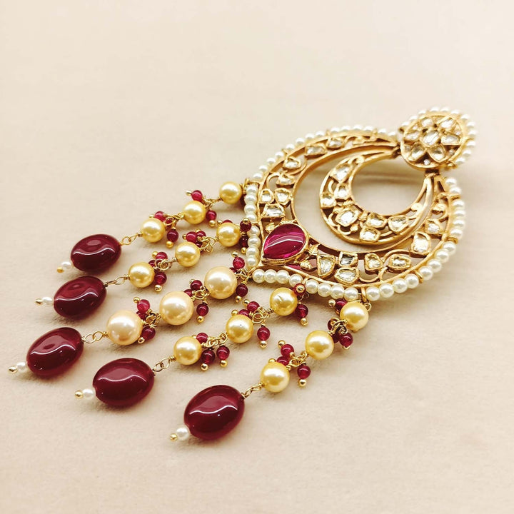  Beautiful Pachi Kundan earrings with Khakha Moti border and pearls