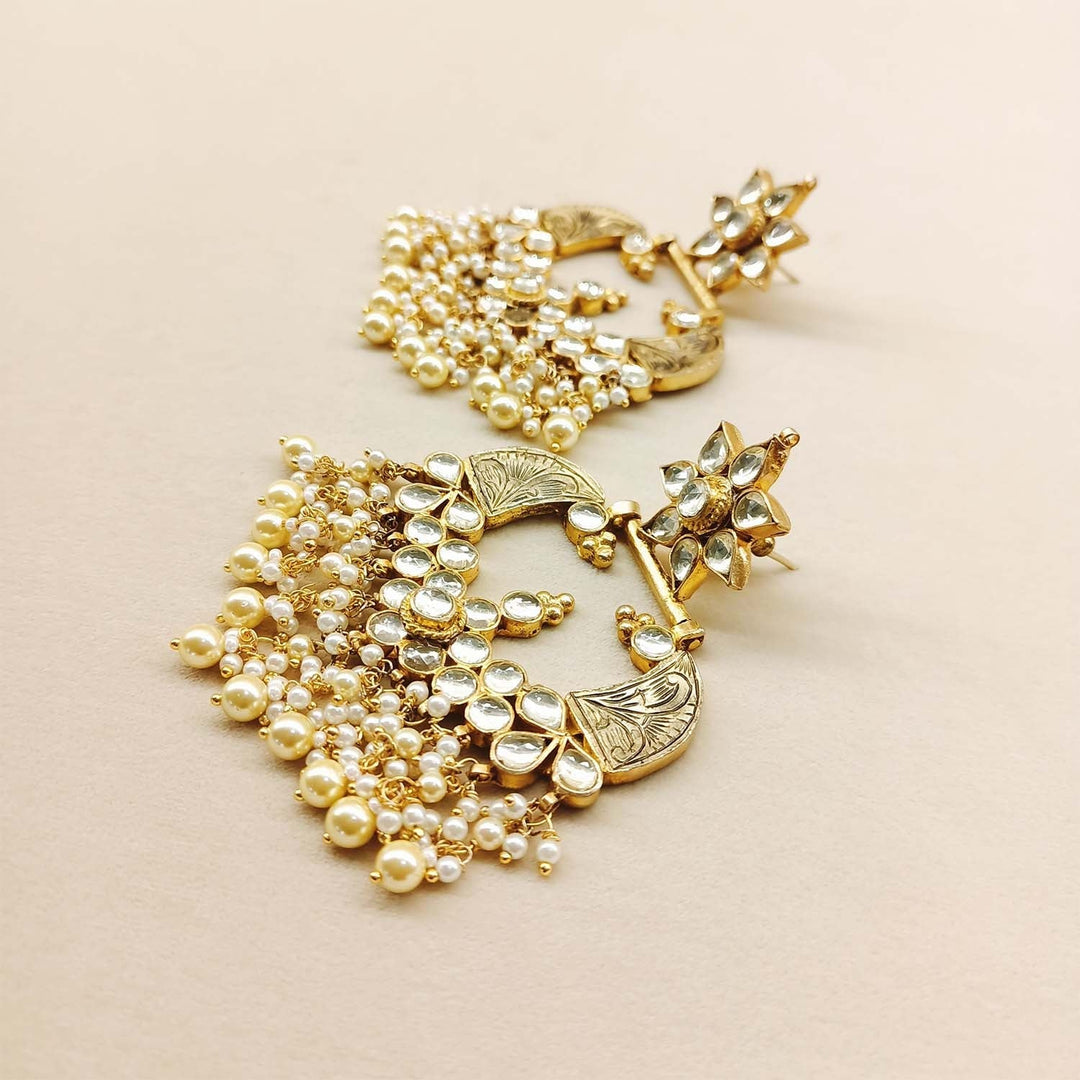 Archana Gold Plated Pachi Kundan Earrings - qivii