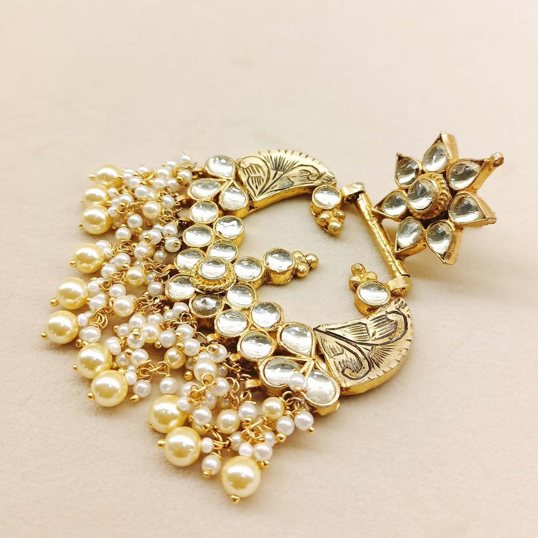 Archana Gold Plated Pachi Kundan Earrings - qivii