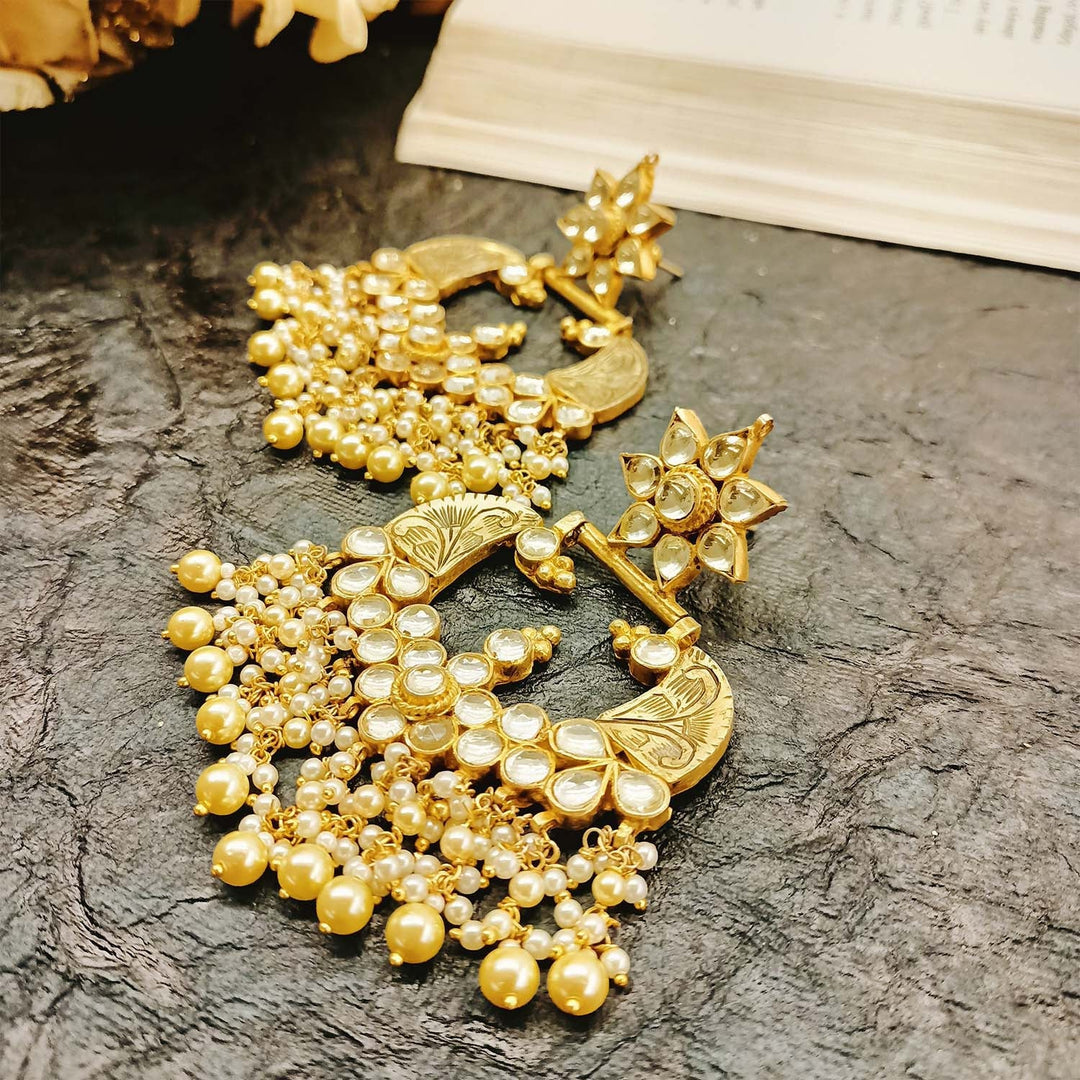Archana Gold Plated Pachi Kundan Earrings - qivii
