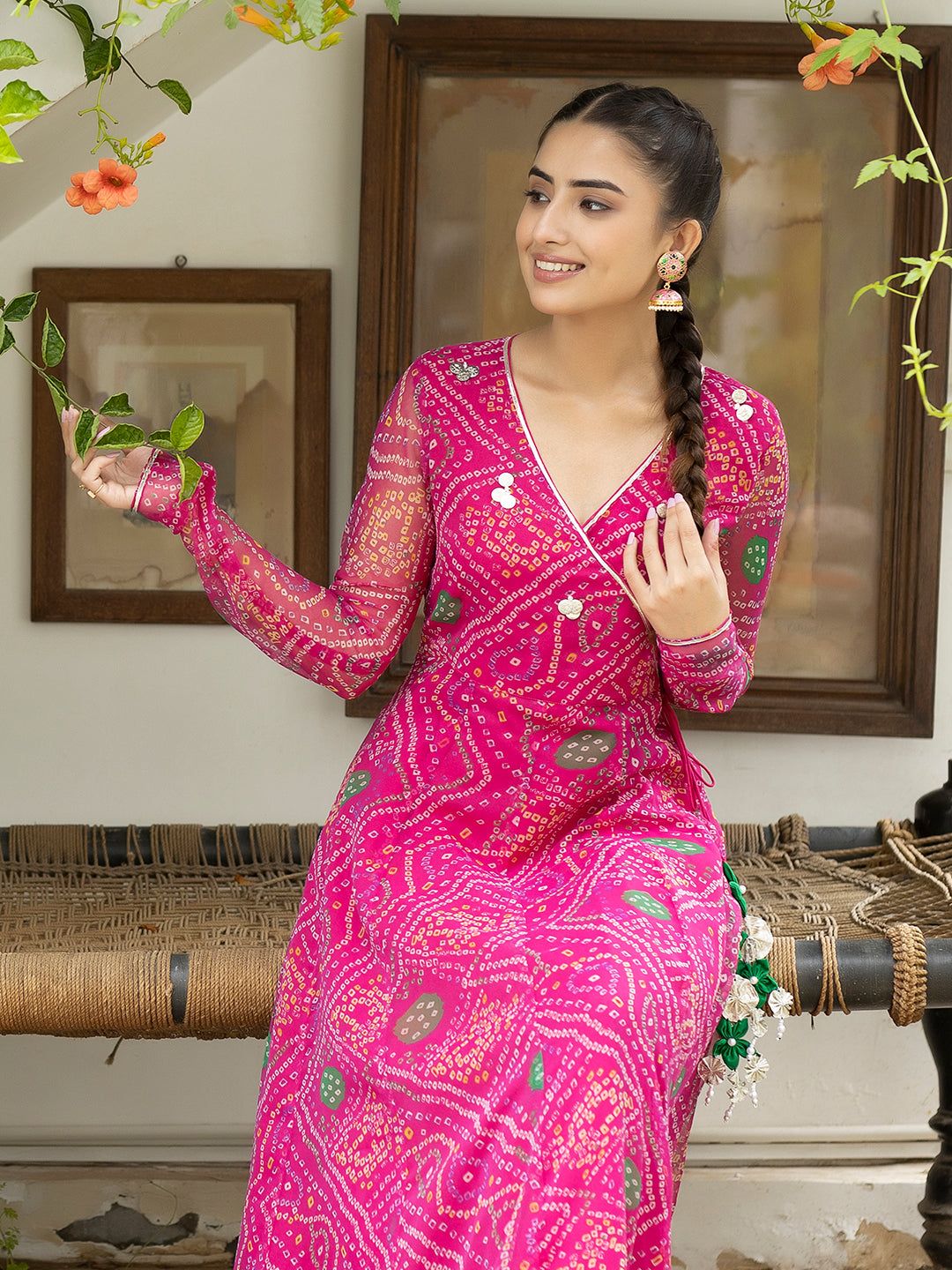 Kiki Pink Leheriya Kurta  - By Ragavi - qivii