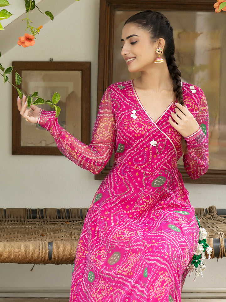 Kiki Pink Leheriya Kurta  - By Ragavi - qivii