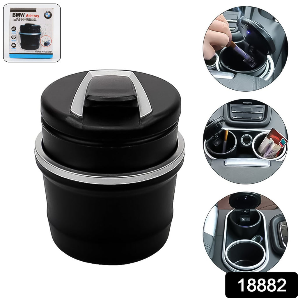 Portable Car Ashtray with Lid – Blue LED Light, Includes Color Box