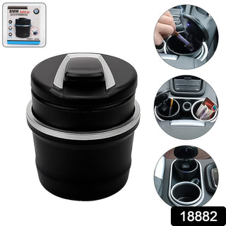 Portable Car Ashtray with Lid – Blue LED Light, Includes Color Box