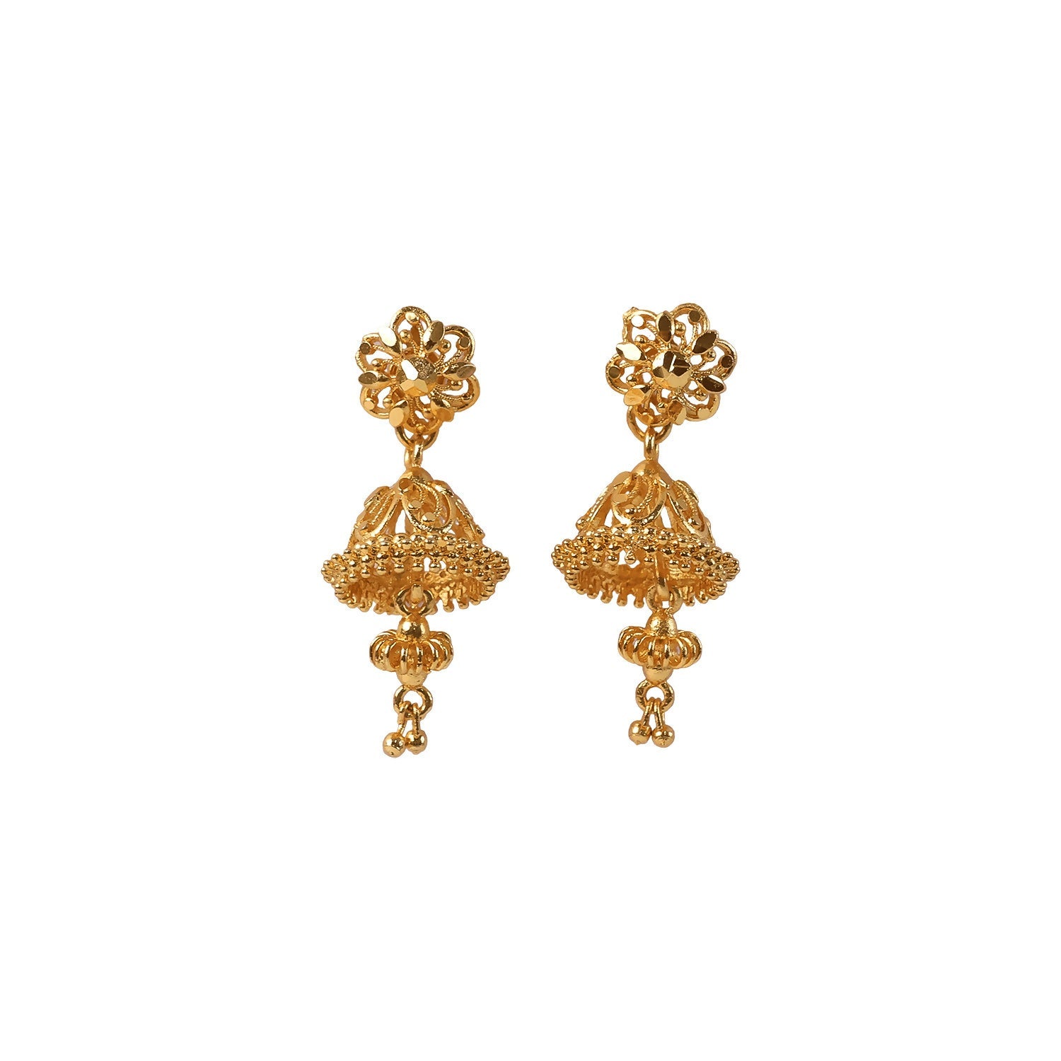 Royal Ethnic Gold Jhumka Earrings with Intricate Detailing