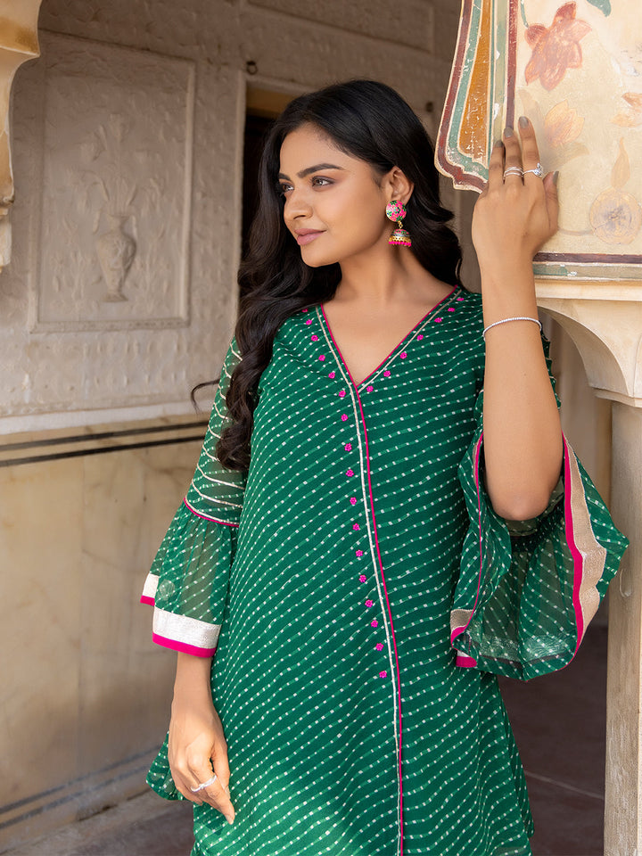 Lush Meadow Green Georgette Garara Set  - By Ragavi - qivii