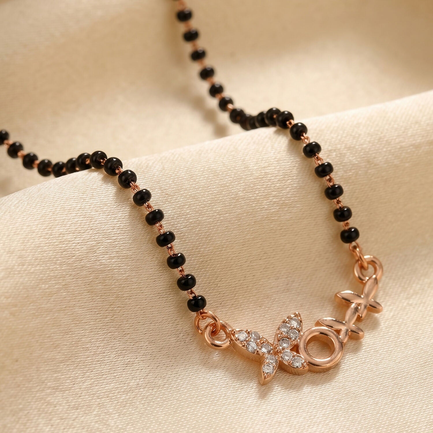 Floral Butterfly Charm Mangalsutra with Unique Design Pendant