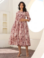 Mauve Pure Cotton Tie & Dye A-line Maternity Dress