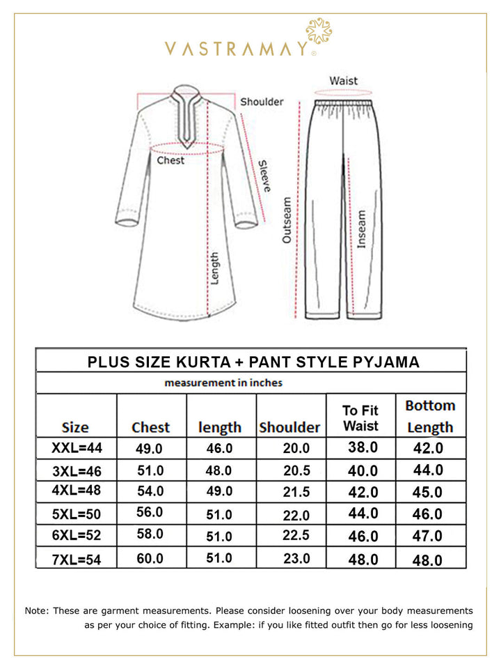 Men's Plus Size Purple Cotton Kurta And Cotton Pant Style Pyjama Set