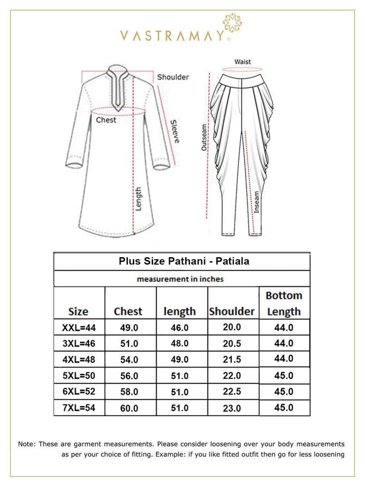 Men's Plus Size Red Cotton Blend Pathani Set