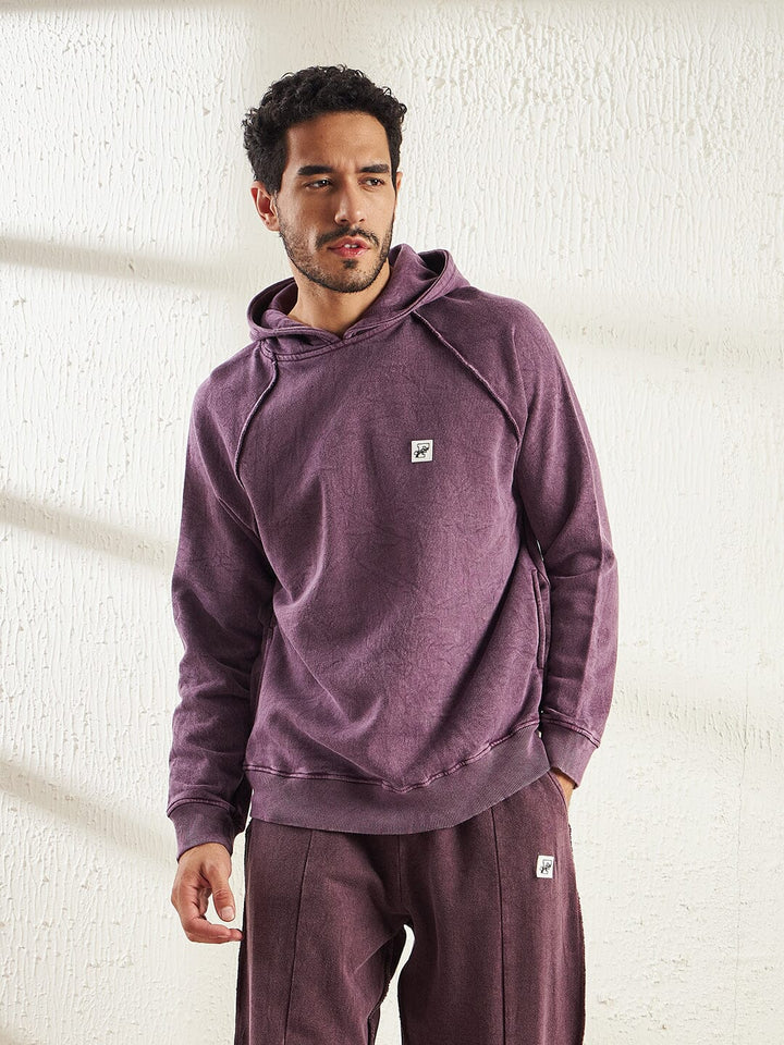 Mauve Dyed Raw Edge Raglan Hoodie