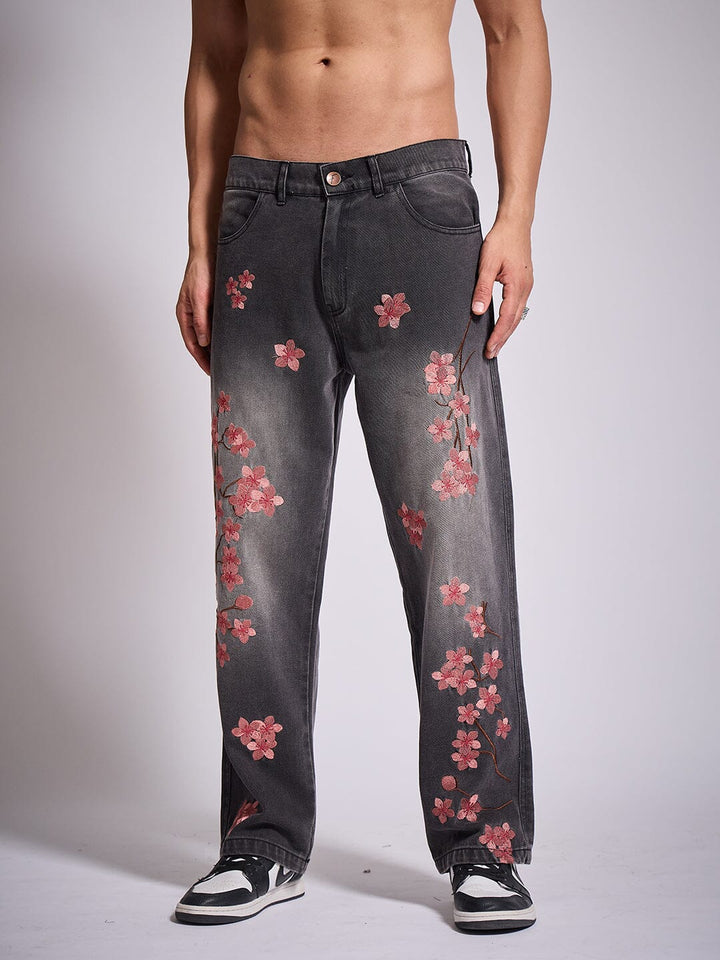 Grey Tint Cherry Blossom Straight Fit Denim