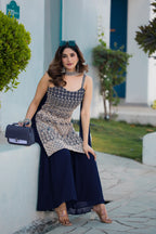Navy Blue Georgette Sequence Embroidery Work Salwar Suit