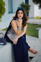 Navy Blue Georgette Sequence Embroidery Work Salwar Suit