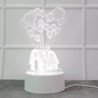3D Illusion Table Lamp – House and Balloons LED Night Light