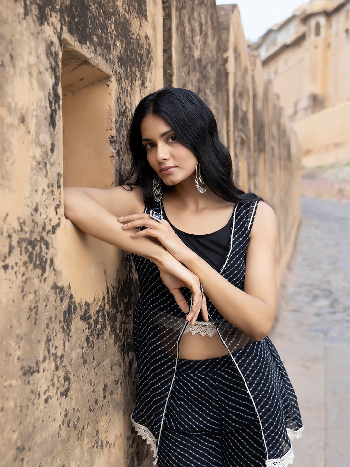 Nihira Black Leheriya Sharara Set  - By Ragavi - qivii