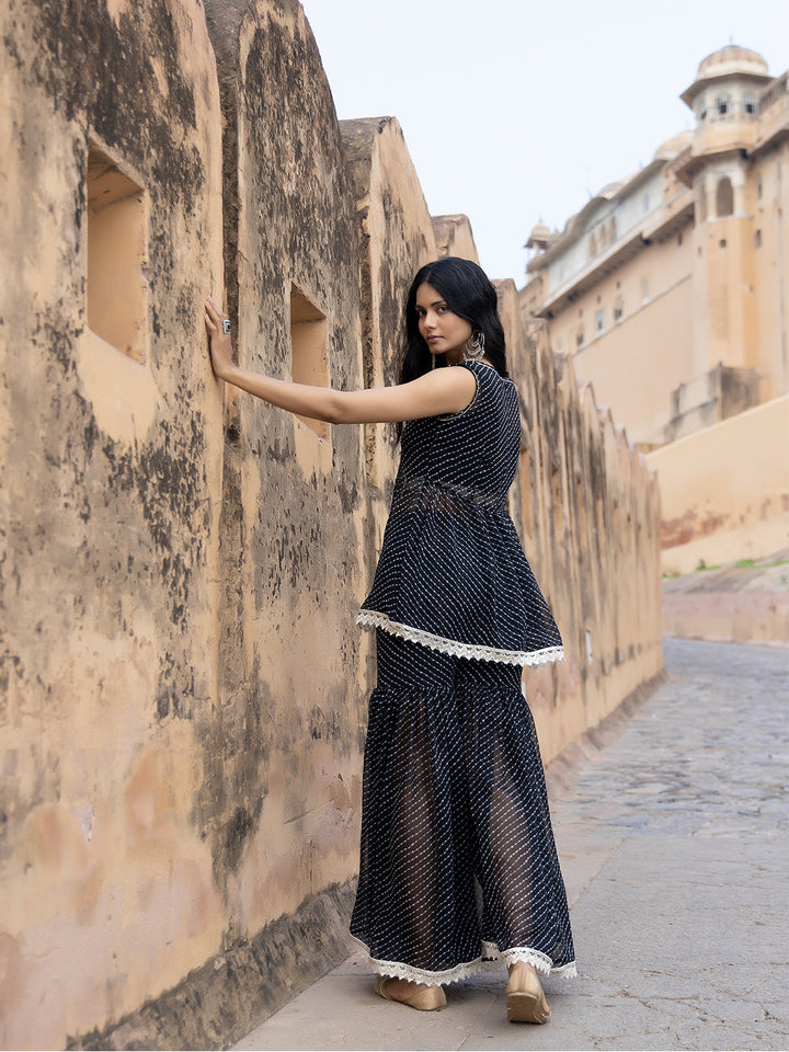 Nihira Black Leheriya Sharara Set  - By Ragavi - qivii