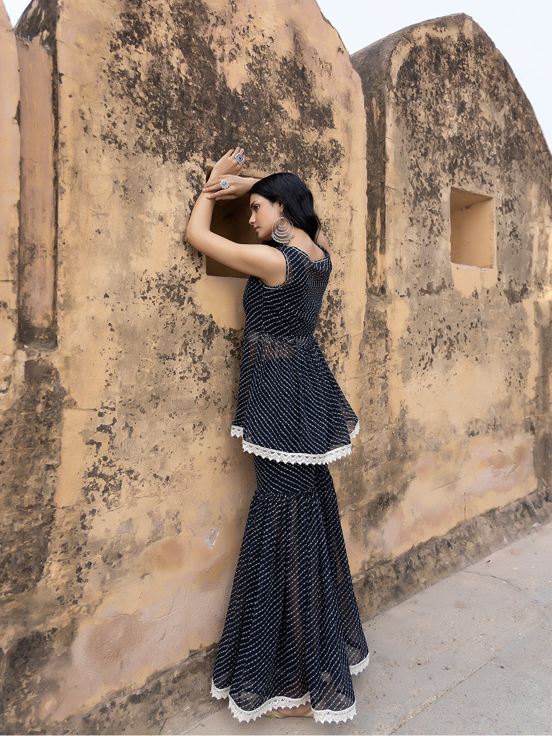 Nihira Black Leheriya Sharara Set  - By Ragavi - qivii