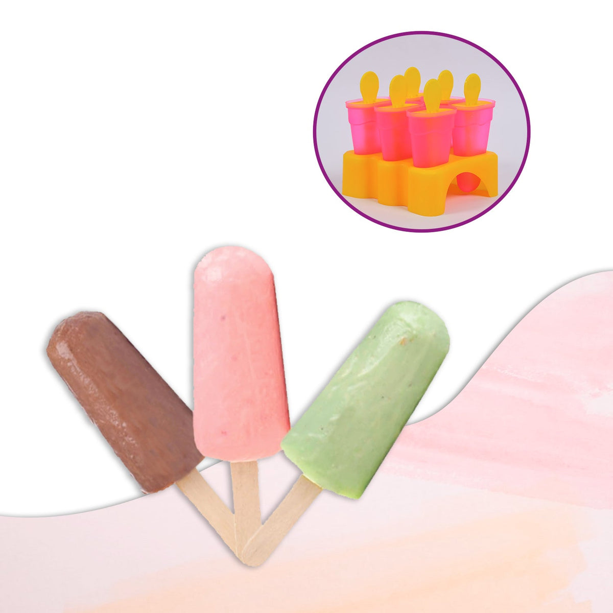 Kulfi Mould Set – 6-Piece Homemade Kulfi Maker for Freezer Use
