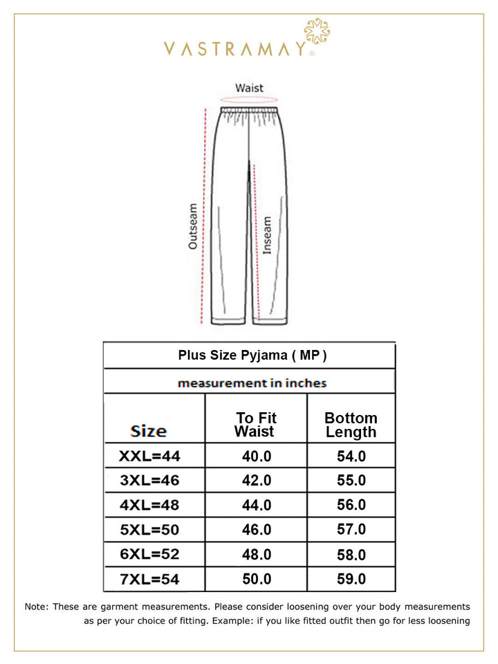 Vastramay Men's Plus Size Yellow Wine Silk Blend Pyjama