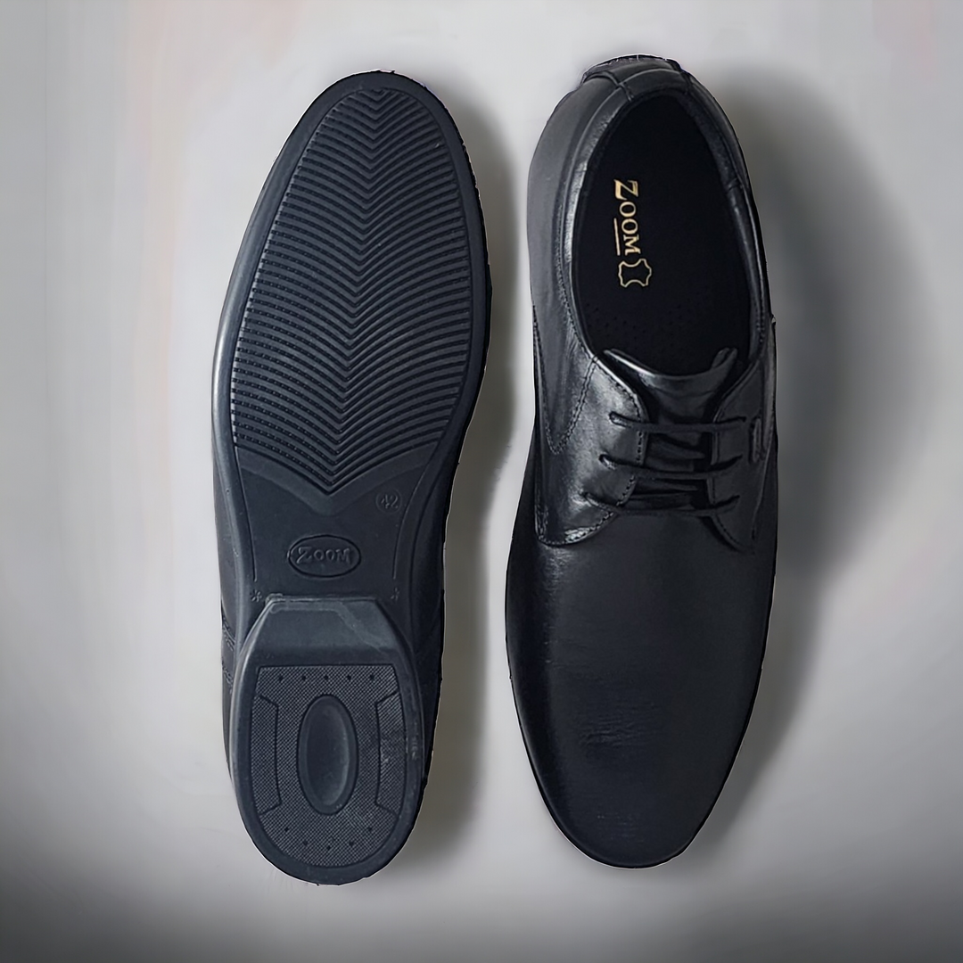 ZOOM S1481 BLACK Men's Casual Lace Up Leather Shoes - qivii
