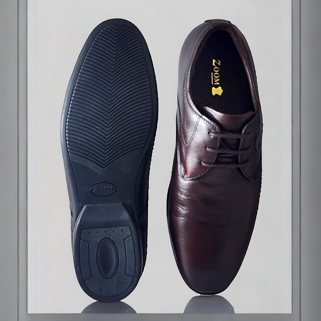 ZOOM S1481 BROWN Men's Casual Lace Up Leather Shoes - qivii