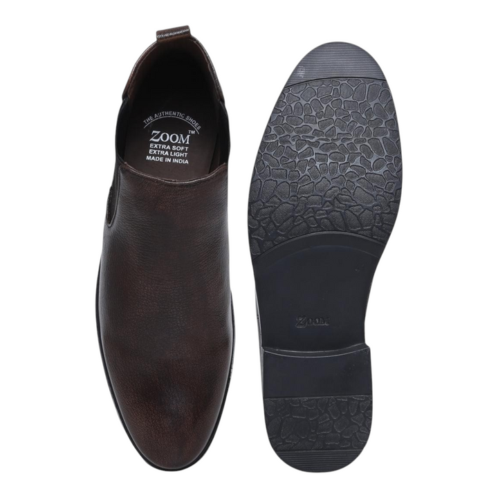 ZOOM BG13 BROWN Men's Chelsea Boots Leather Shoes - qivii