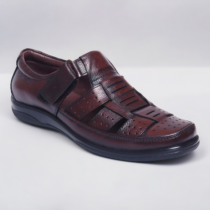 ZOOM D1217 BROWN Men's Sandals Roman Leather Shoes - qivii