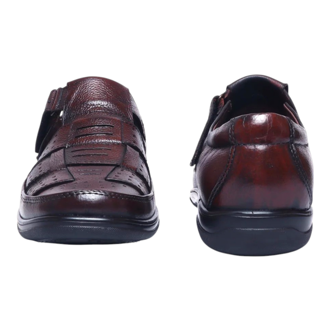 ZOOM D1217 BROWN Men's Sandals Roman Leather Shoes - qivii