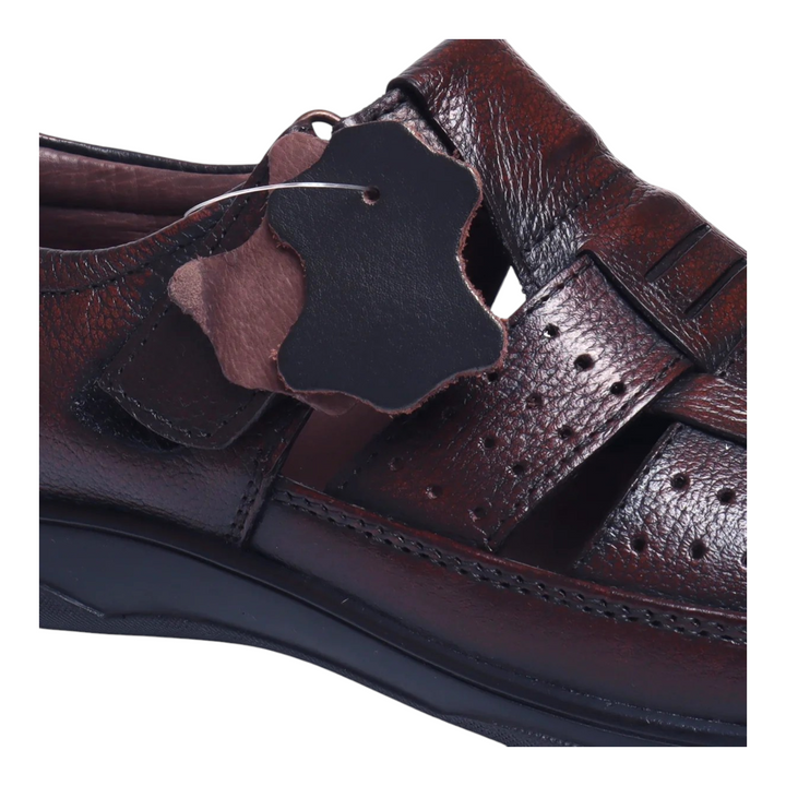 ZOOM D1217 BROWN Men's Sandals Roman Leather Shoes - qivii