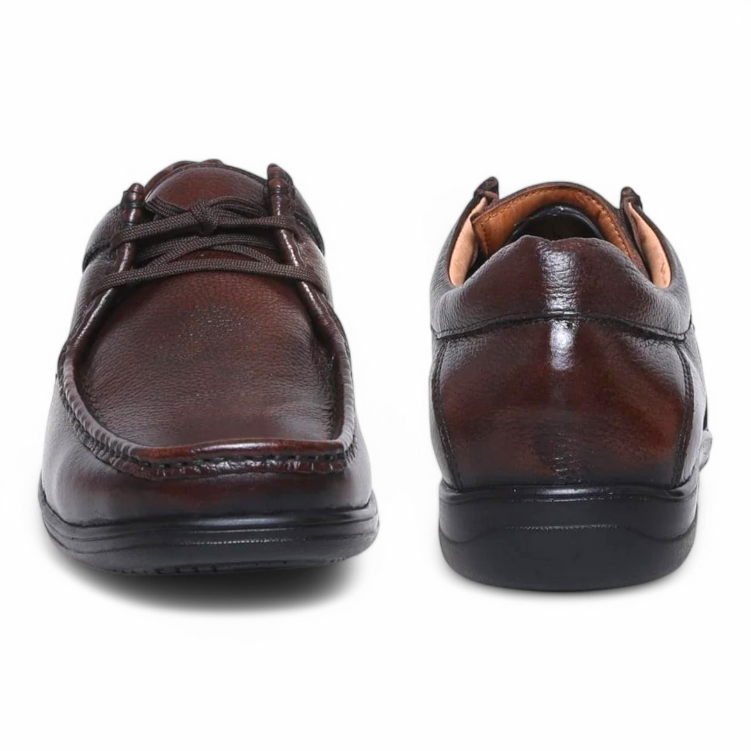 ZOOM D2570 BROWN Men's Casual Lace Up Leather Shoes - qivii