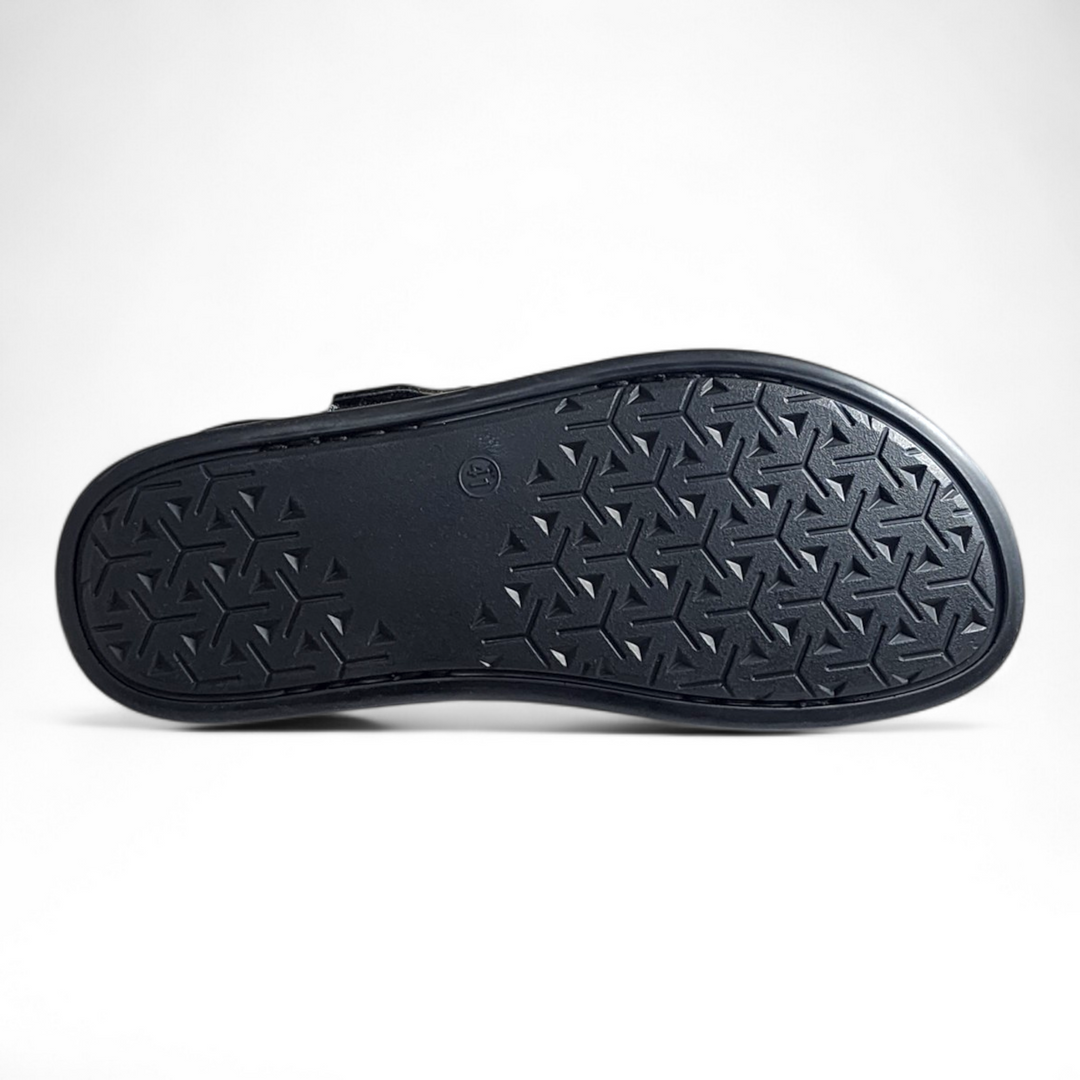 SKEROO 5002 BLACK Men's Leather Velcro Closer Sandal - qivii