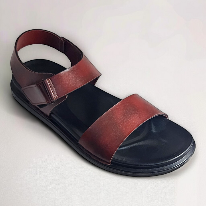 SKEROO 5002 BROWN Men's Leather Velcro Closer Sandal - qivii