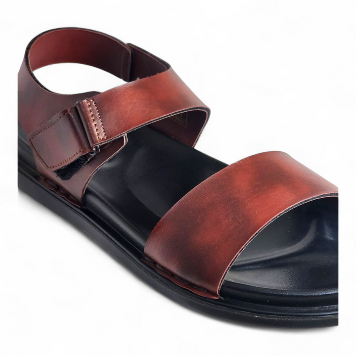 SKEROO 5002 BROWN Men's Leather Velcro Closer Sandal - qivii